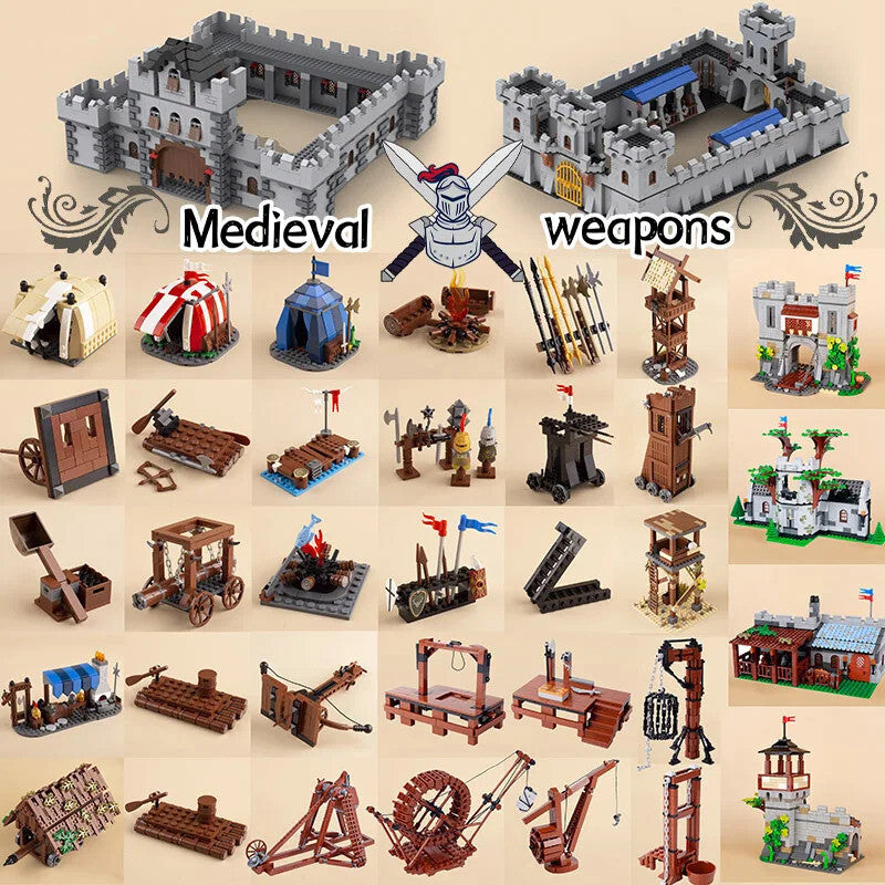 MOC Medieval Military Castle Siege Weapons War Army Knights For LEGO Building Blocks Set