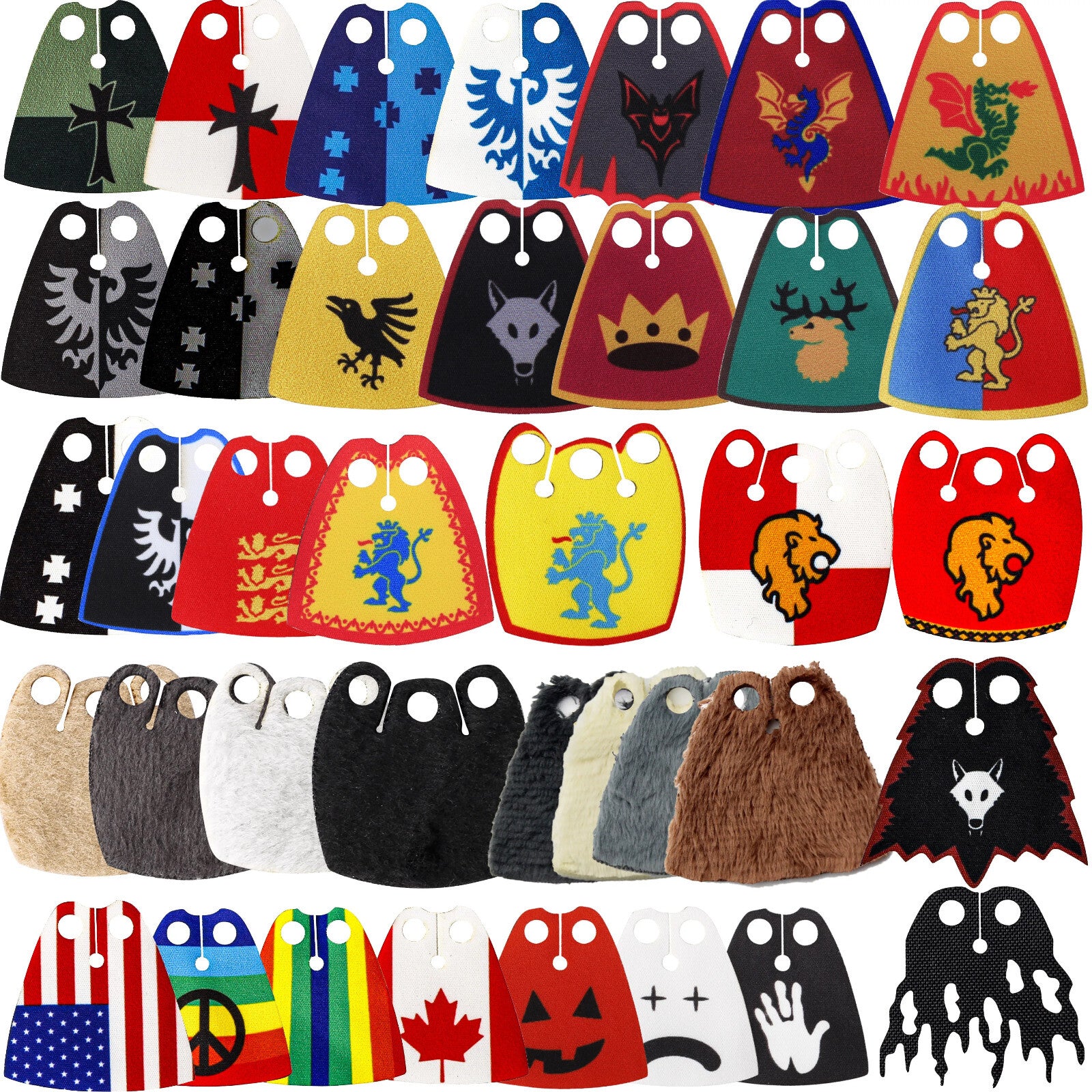 Medieval Military Officer Cape Lion Knights Fur Cloak For LEGO Building Blocks Brick Toy