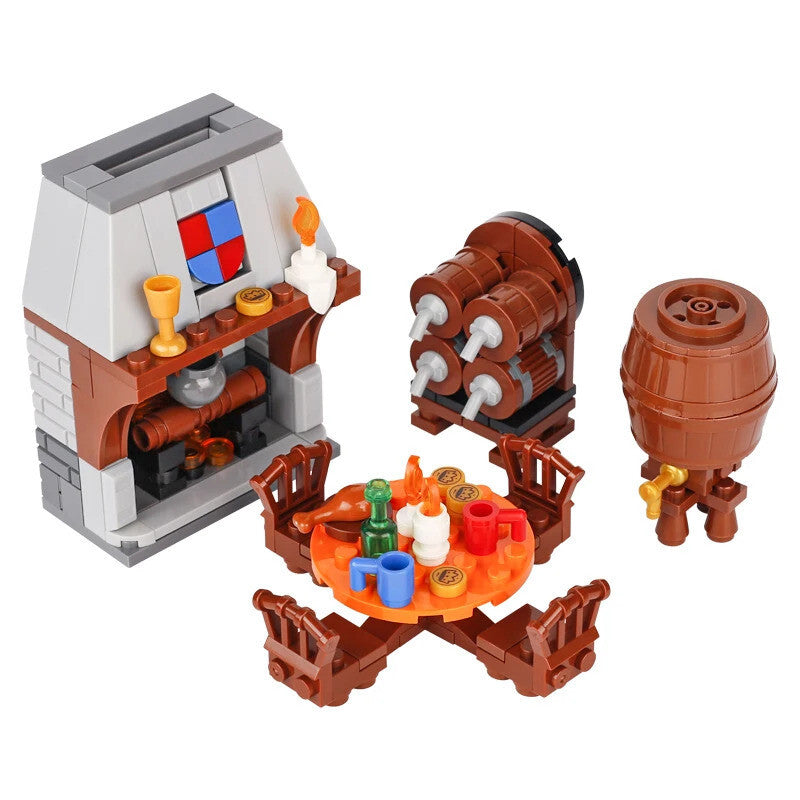MOC Notice Board Bonfire Stove Medieval Town Street For LEGO Building Blocks Set