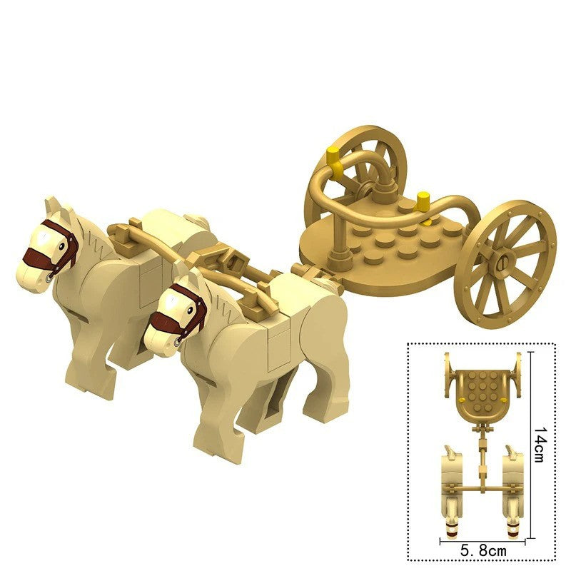 City Animals Ancient Egyptian Carriage Horse Wagon for LEGO Building Blocks Sets