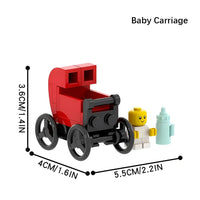 City Baby Stroller Furniture Baby Carriage for Lego Building Blocks Sets DIY