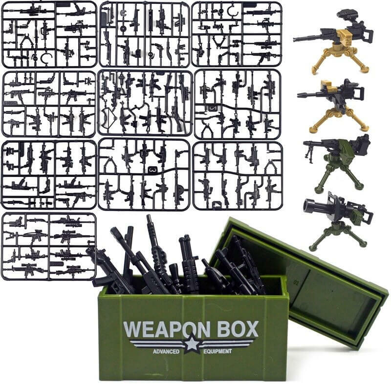 Military Weapon Gun Rifle Pistol Mortar SUV Motorcycle Building Blocks Toy DIY
