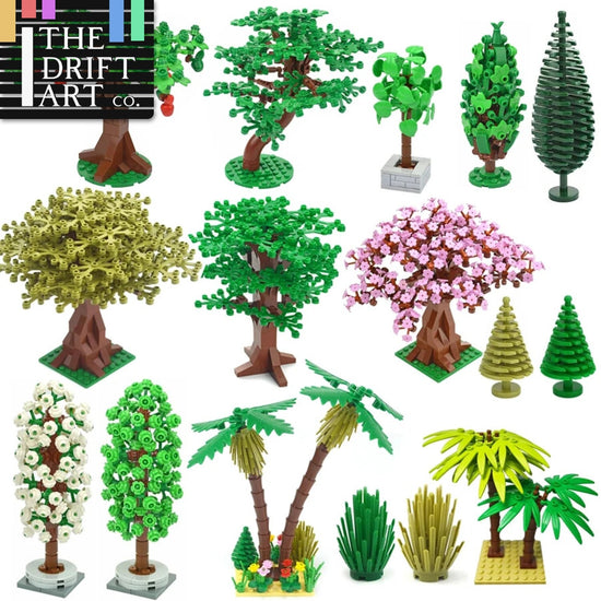 City Tree Green Bush Garden MOC Flower Grass for Lego Building Blocks Sets DIY