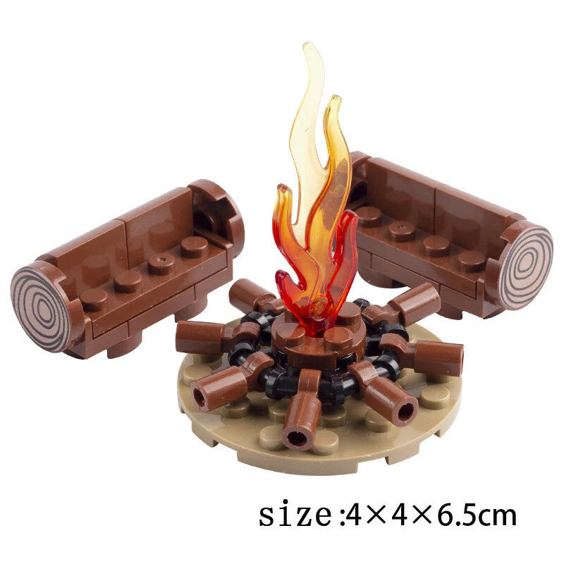 MOC Notice Board Bonfire Stove Medieval Town Street For LEGO Building Blocks Set