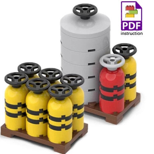 MOC Fuel Gas Tank Wine Barrels Forklift For LEGO Building Blocks Set