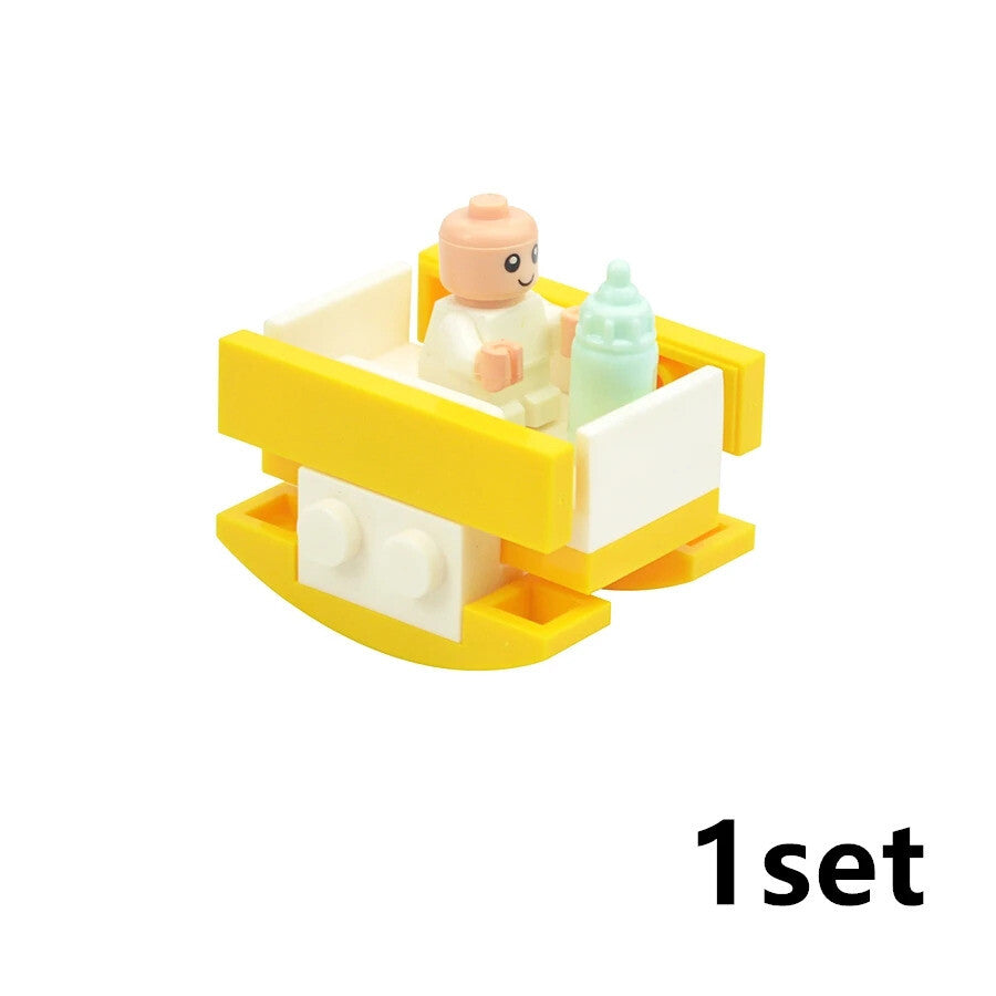 City Baby Stroller Furniture Baby Carriage for Lego Building Blocks Sets DIY