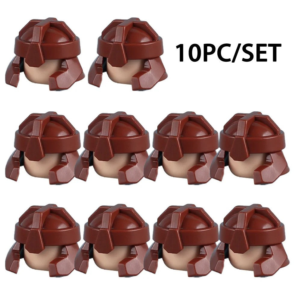 MOC Medieval Viking Helmet Cowboy Hat Elf Hair for LEGO Building Block Set