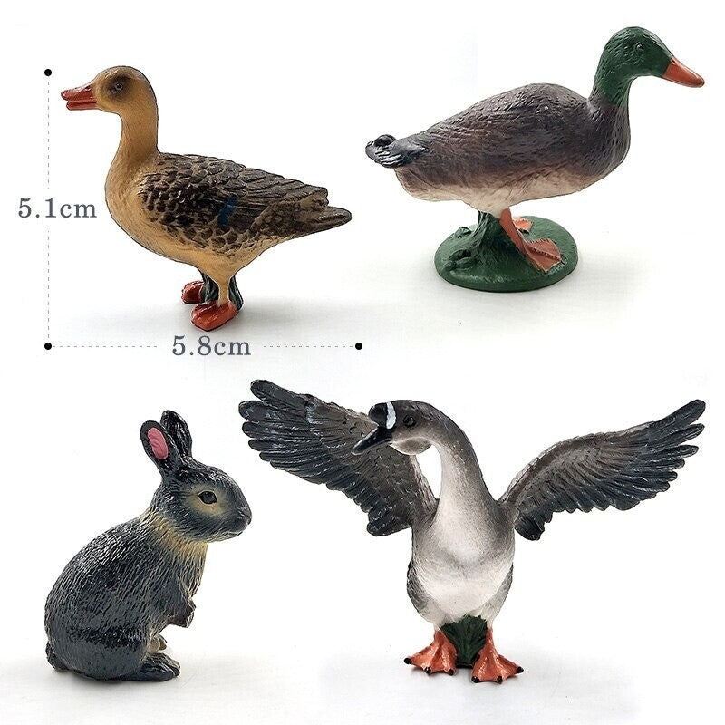 1pc Pig Cat Dog Rabbit Goat Sheep Duck Animal Miniature Art Toy Figure Doll
