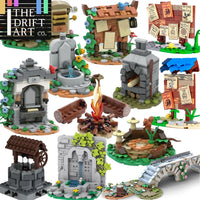 MOC Notice Board Bonfire Stove Medieval Town Street For LEGO Building Blocks Set