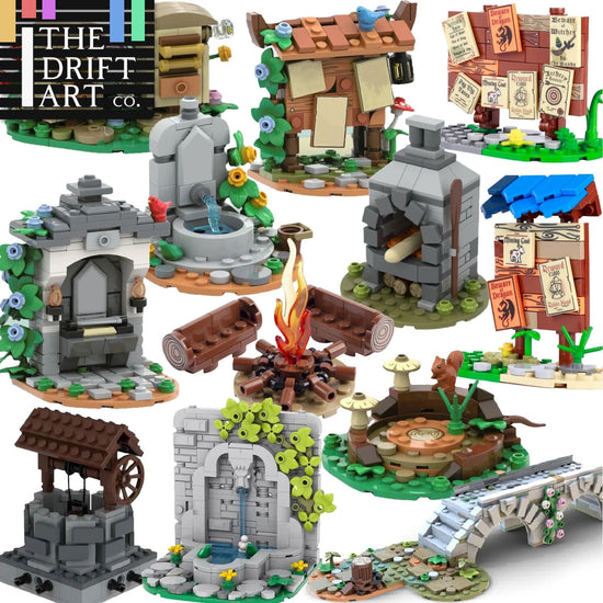 MOC Notice Board Bonfire Stove Medieval Town Street For LEGO Building Blocks Set