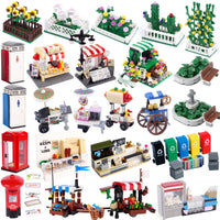MOC City Food Stall Call Box Street Trolley for Lego Sets Building Blocks Set