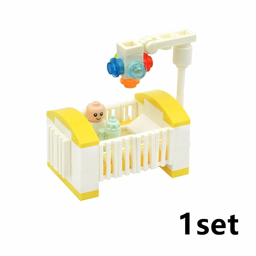 City Baby Stroller Furniture Baby Carriage for Lego Building Blocks Sets DIY