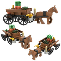 City Animals Ancient Egyptian Carriage Horse Wagon for LEGO Building Blocks Sets