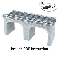 City Train Track Viaduct Railway MOC for Lego Kit Building Blocks Brick Sets DIY