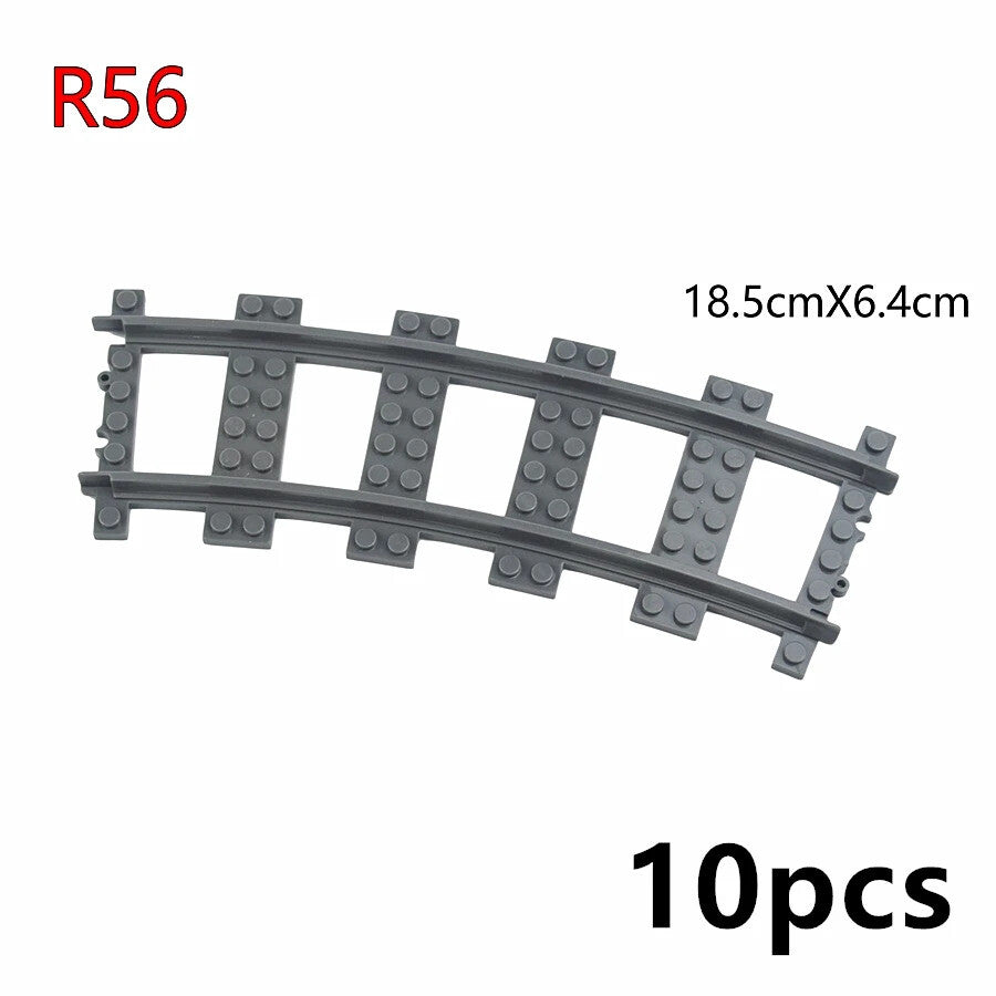 Train Rail Curve Fork Tracks R56 R72 R88  for Lego Kit Train Building Blocks Set