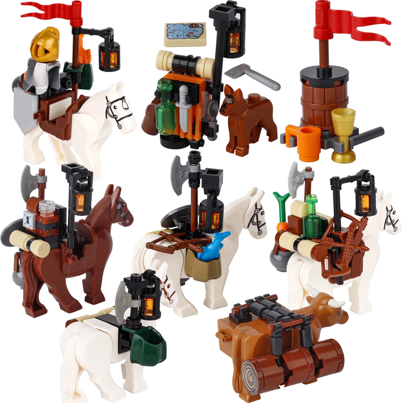 MOC Notice Board Bonfire Stove Medieval Town Street For LEGO Building Blocks Set