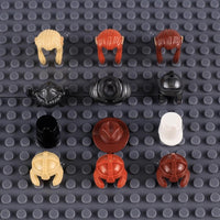 MOC Medieval Viking Helmet Cowboy Hat Elf Hair for LEGO Building Block Set