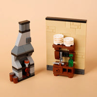 MOC Notice Board Bonfire Stove Medieval Town Street For LEGO Building Blocks Set