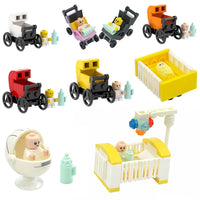 City Baby Stroller Furniture Baby Carriage for Lego Building Blocks Sets DIY