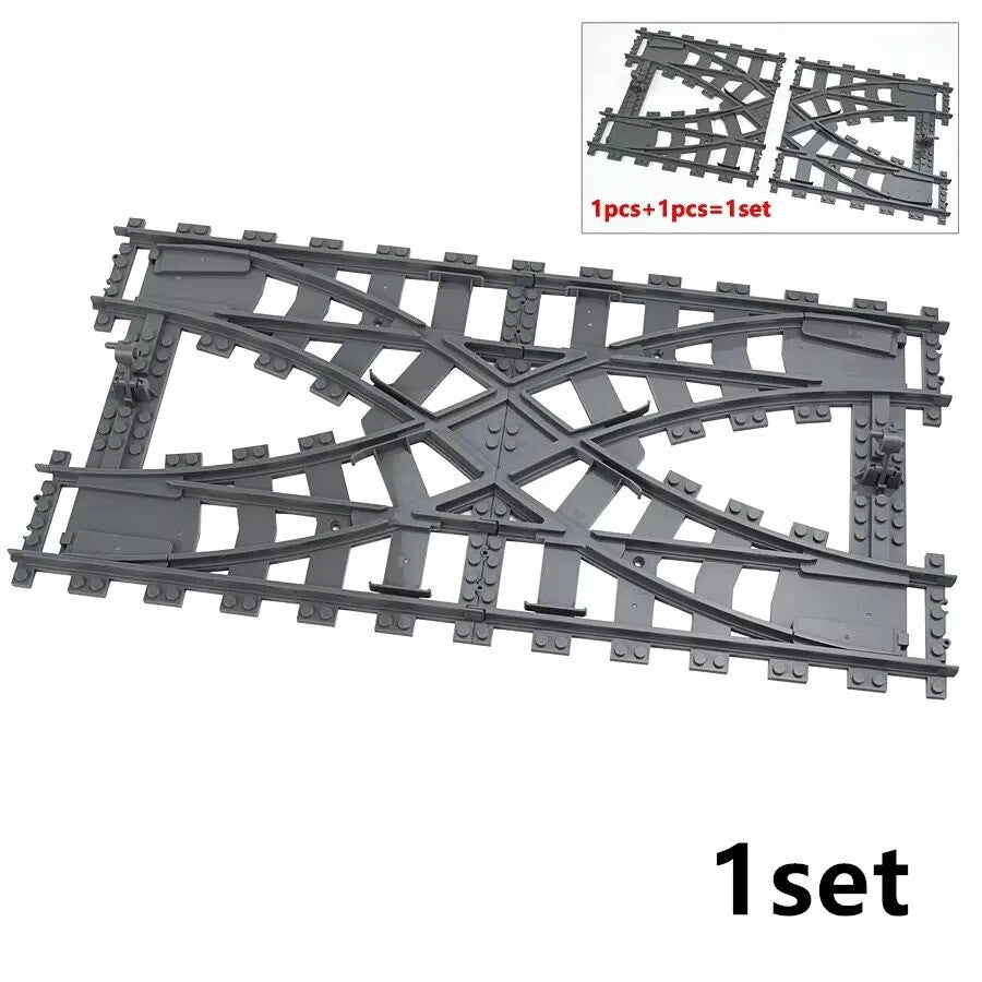 Train Rail Curve Fork Tracks R56 R72 R88  for Lego Kit Train Building Blocks Set