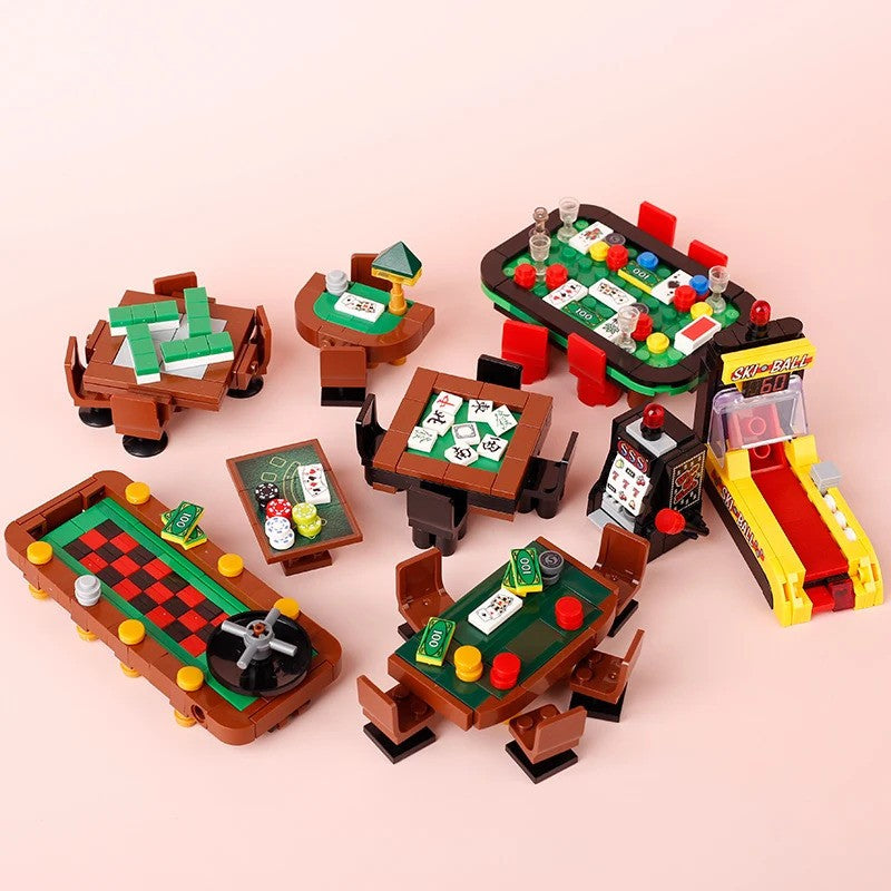 MOC City Poker Table Slots Chess Cards Game Room For LEGO Building Blocks Set