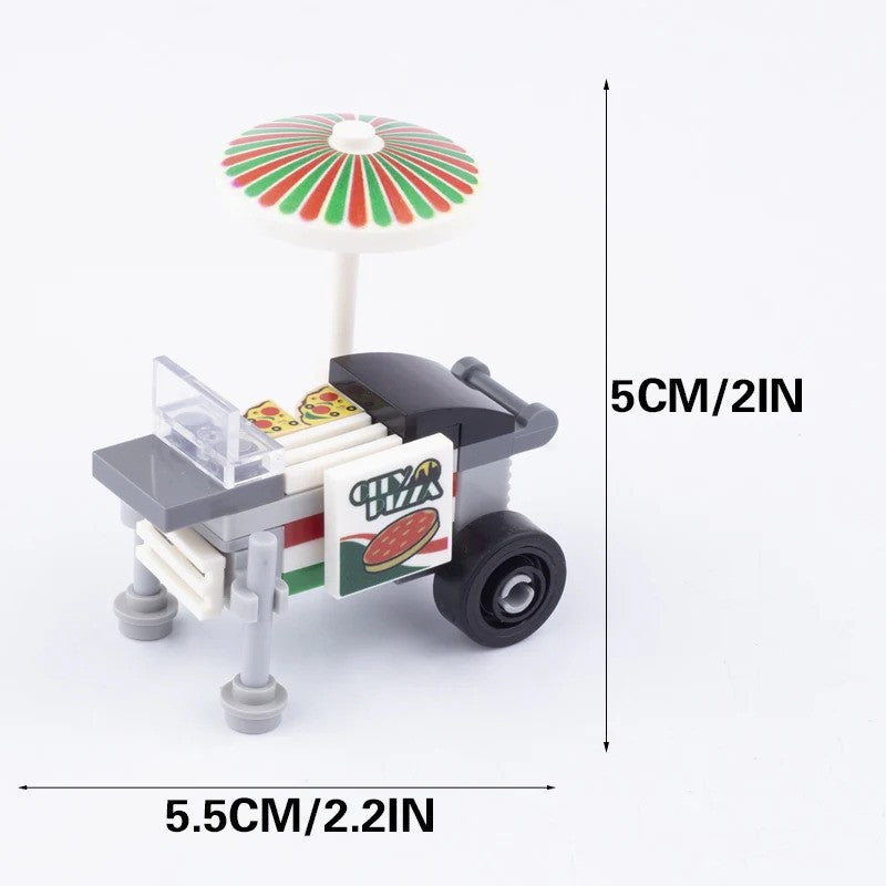 MOC City Food Stall Call Box Street Trolley for Lego Sets Building Blocks Set