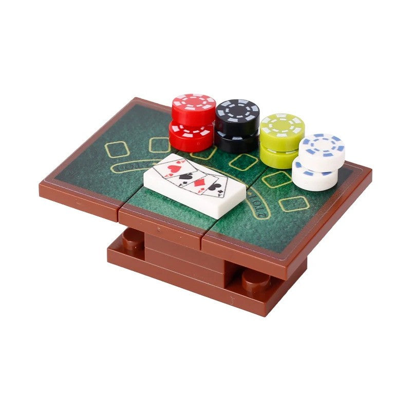 MOC City Poker Table Slots Chess Cards Game Room For LEGO Building Blocks Set
