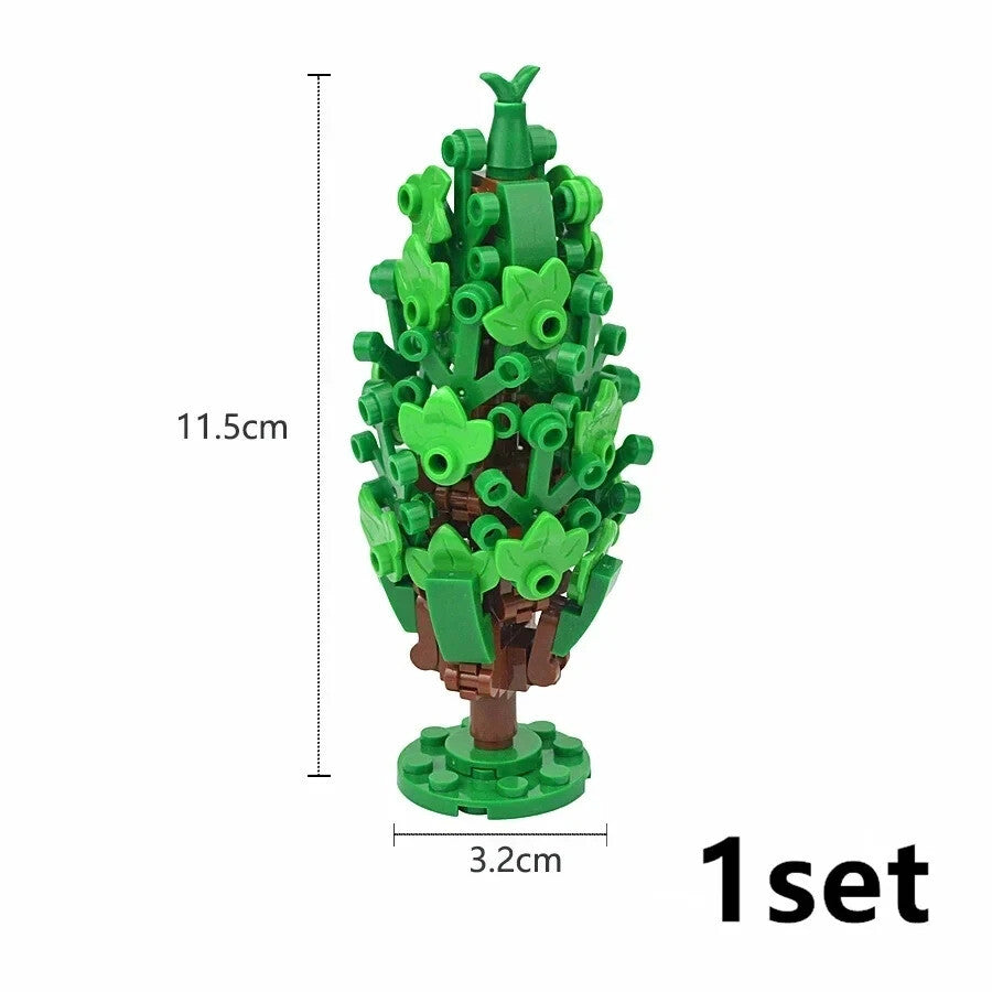 City Tree Green Bush Garden MOC Flower Grass for Lego Building Blocks Sets DIY