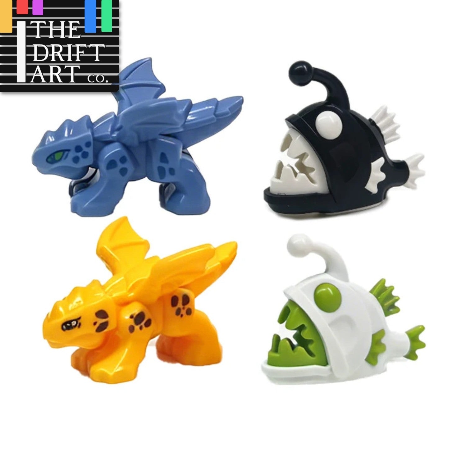 MOC Animal Anglerfish Dragon Midnight Zone Fish for LEGO Sets Building Block Set