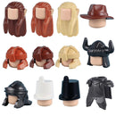 MOC Medieval Viking Helmet Cowboy Hat Elf Hair for LEGO Building Block Set