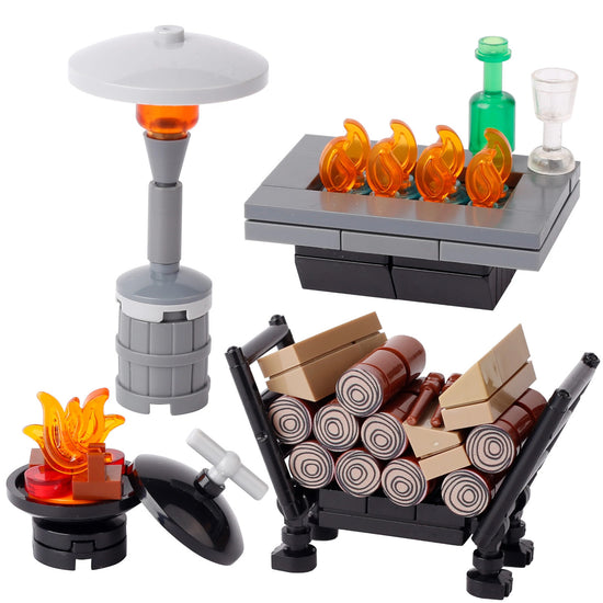 MOC Medieval Winter Oven Wood Charcoal Fire Part for Lego Building Blocks Sets