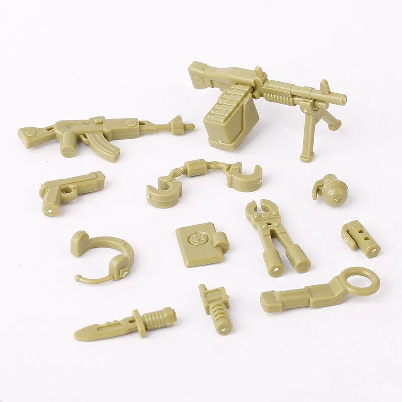 Military MOC SWAT Gun Weapon Box Container Headset Building Blocks Brick Toy DIY
