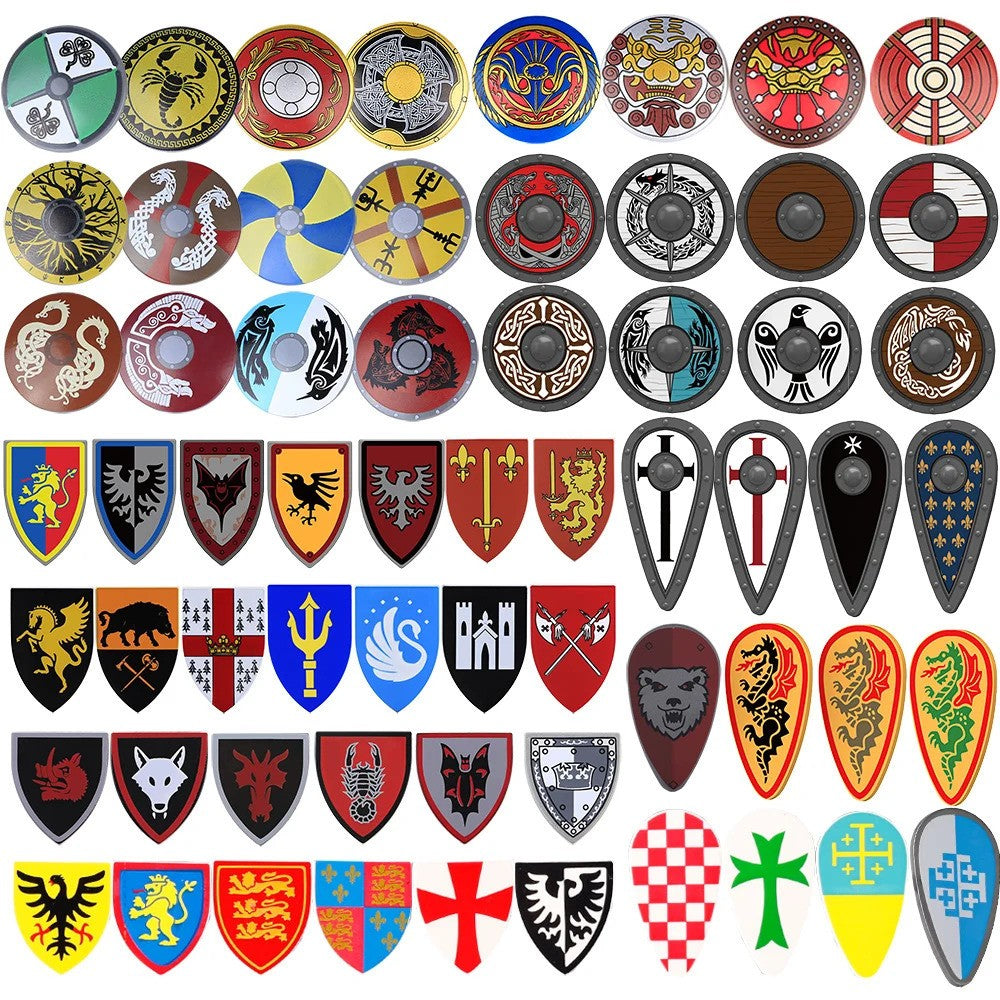 Medieval Military Knights Shields Middle Age For LEGO Building Blocks Brick Toy