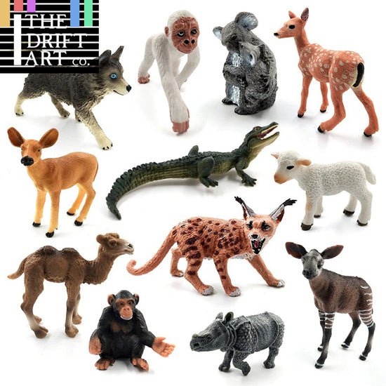 1pc Okapi Sheep Deer Crocodile Lynx Koala Animal Miniature Art Toy Figure Doll