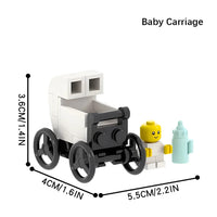 City Baby Stroller Furniture Baby Carriage for Lego Building Blocks Sets DIY