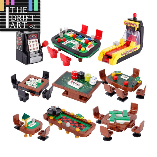 MOC City Poker Table Slots Chess Cards Game Room For LEGO Building Blocks Set