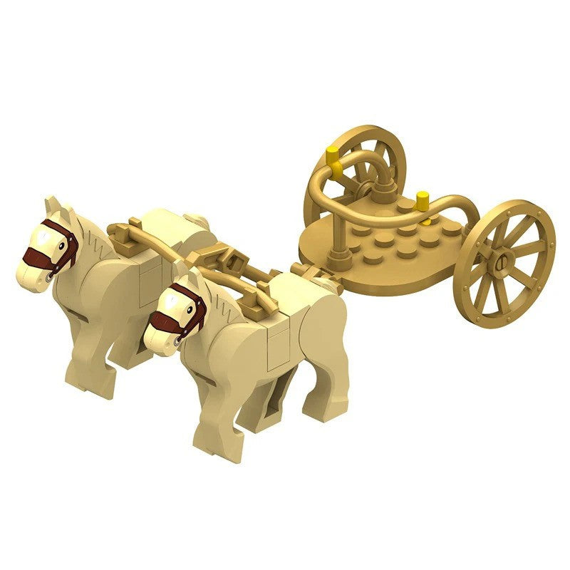 City Animals Ancient Egyptian Carriage Horse Wagon for LEGO Building Blocks Sets