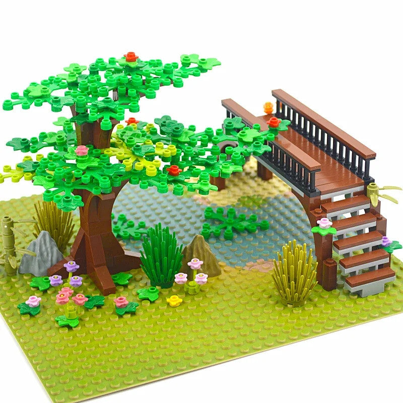 City Tree Green Bush Garden MOC Flower Grass for Lego Building Blocks Sets DIY