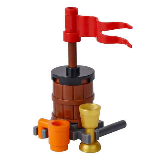 MOC Notice Board Bonfire Stove Medieval Town Street For LEGO Building Blocks Set