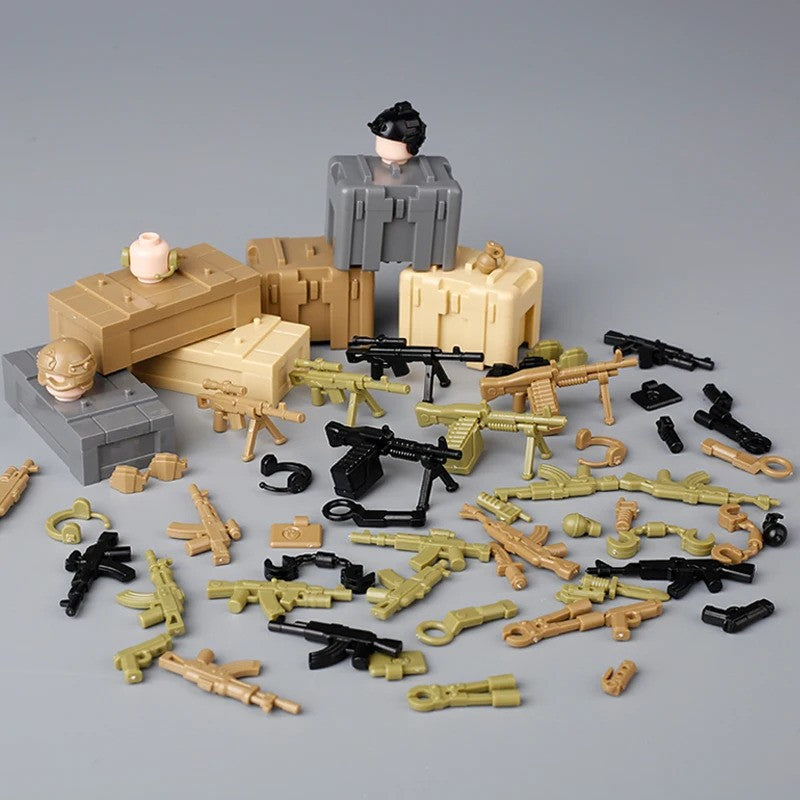 Military MOC SWAT Gun Weapon Box Container Headset Building Blocks Brick Toy DIY