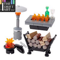 MOC Medieval Winter Oven Wood Charcoal Fire Part for Lego Building Blocks Sets