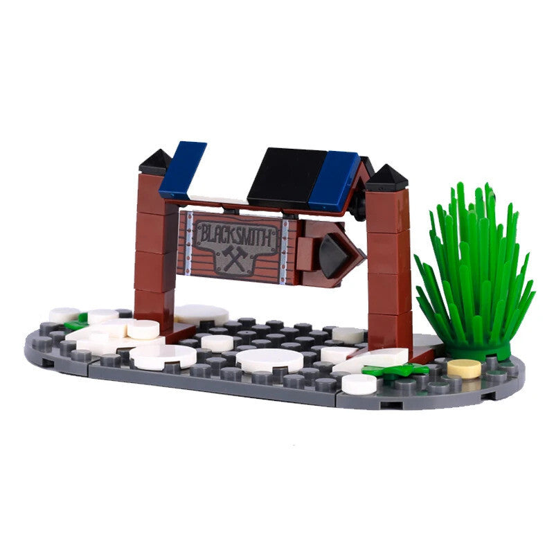 MOC Notice Board Bonfire Stove Medieval Town Street For LEGO Building Blocks Set