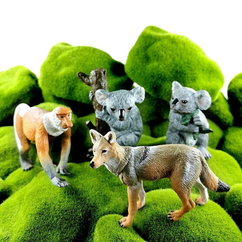 1pc Wolf Deer Leopard Alpaca Koala Antelope Animal Miniature Art Toy Figure Doll