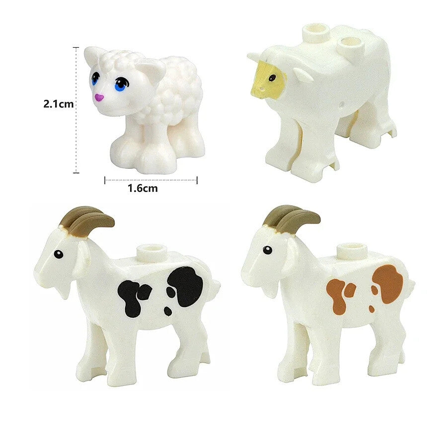 City Animals Cute Dog Sheep Chicken goat pig Cow for LEGO Building Blocks Sets