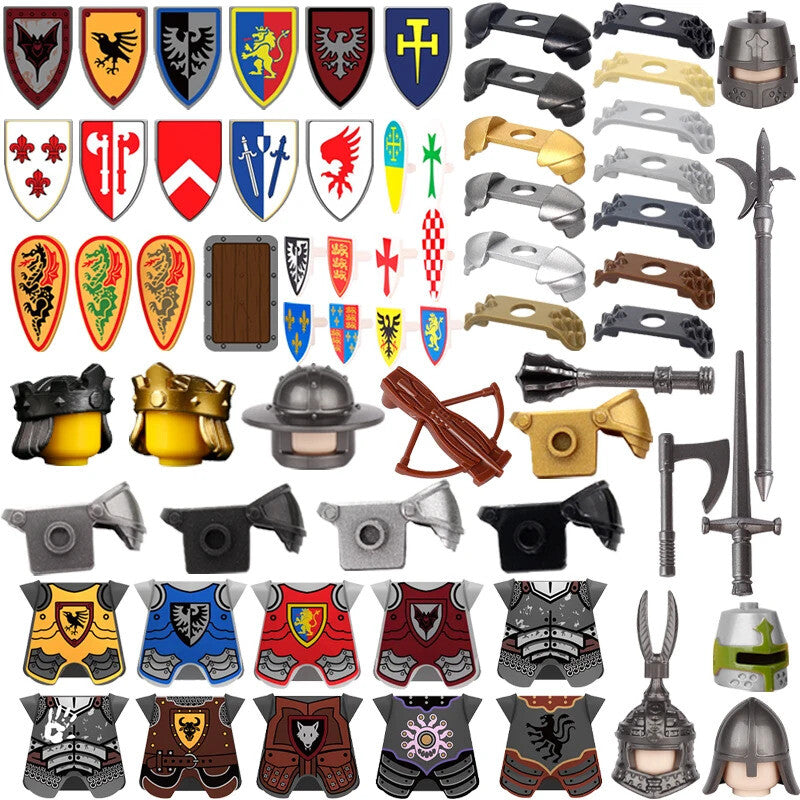 Medieval Military Army Soldier Shield Helmet For LEGO Building Blocks Brick Toy