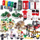 MOC City Food Stall Call Box Street Trolley for Lego Sets Building Blocks Set