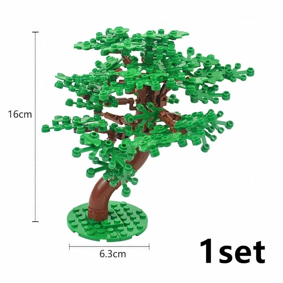 City Tree Green Bush Garden MOC Flower Grass for Lego Building Blocks Sets DIY