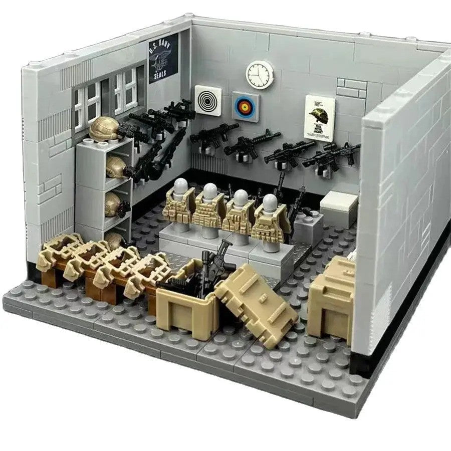 294pcs WW2 Military Weapon Warehouse Training Model Base Building Blocks Toy DIY
