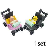 City Baby Stroller Furniture Baby Carriage for Lego Building Blocks Sets DIY