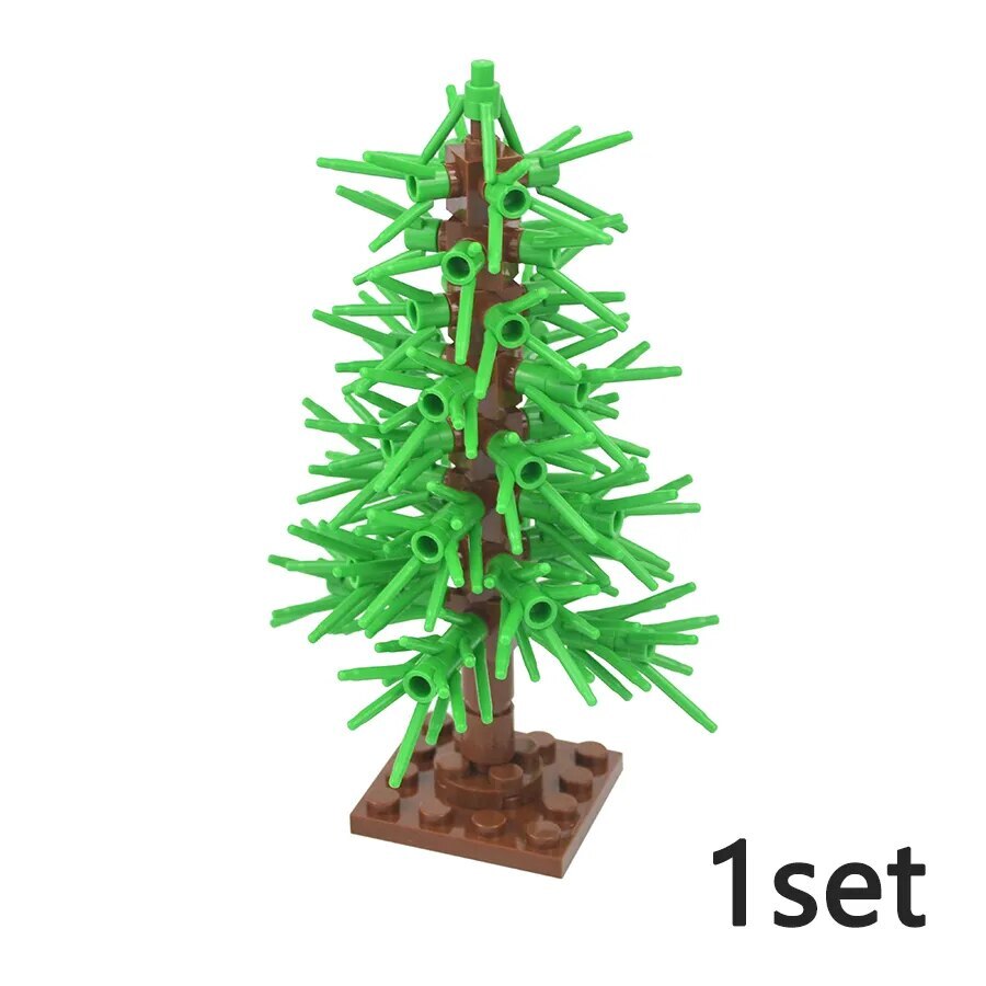 Pine Tree Branch Bush Green Grass Parts for Lego Sets Building Blocks Sets DIY